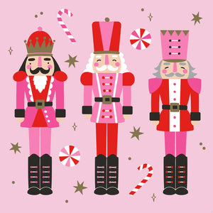 Pink Holiday Nutcracker Beverage Napkins