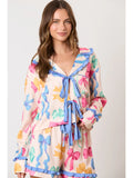 Multi Color Ribbon Printed Pajamas