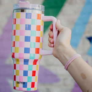 Multicolored Checkered Coffee Tumbler