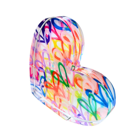 Sideways Heart w/ Hearts Acrylic Shelfie - Small