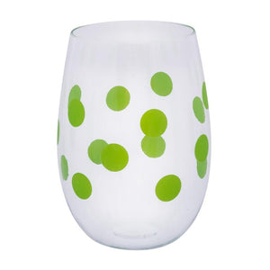 Green Polka Dot Plastic Wine Glass Set