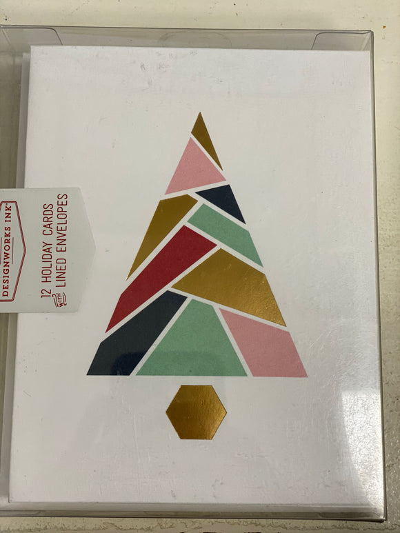 Holiday Notecards With Geometric Tree