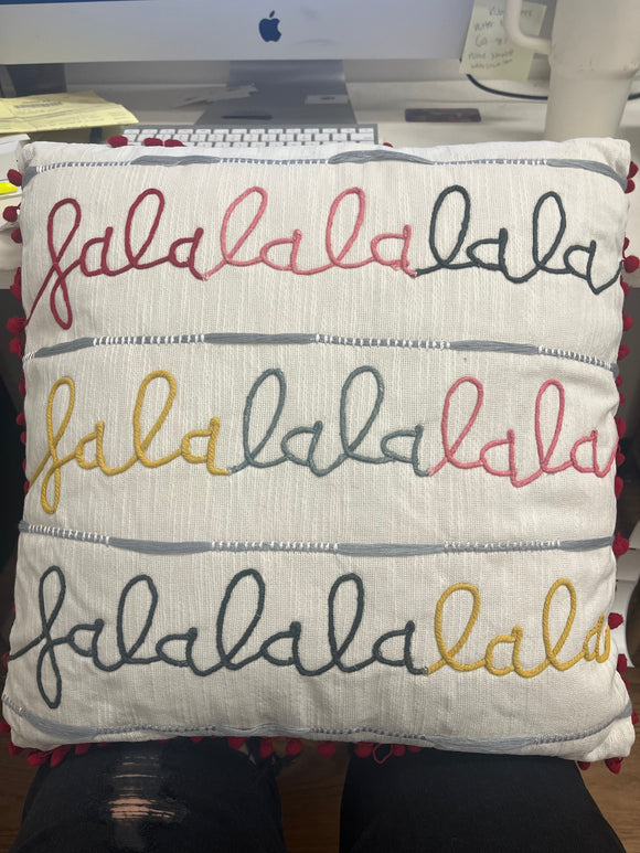 Colorful Fa La La Embroidered Pillow