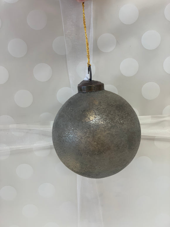 Glass Ball Ornament - Aged Silver