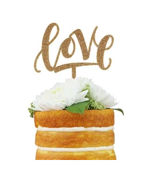 Gold Glitter Love Cake Topper