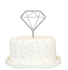 Diamond Cake Topper - Silver Glitter