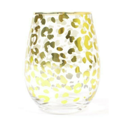 Stemless Wine Glass - Gold Leopard