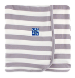 Gray and White Striped Stroller Blanket