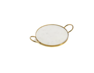 Gold Edge Marble Round Tray