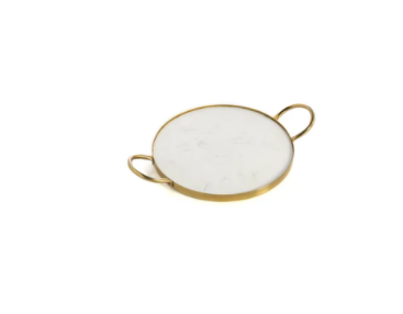 Gold Edge Marble Round Tray