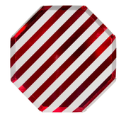 Shiny Red Stripe Dinner Plates