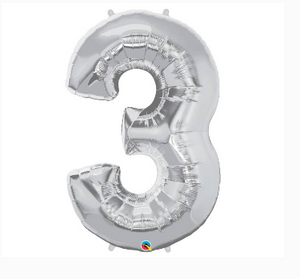 Silver Number Balloon 3