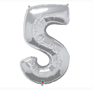 Silver Number Balloon 5