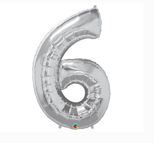 Silver Number Balloon 6