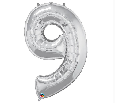 Silver Number Balloon 9