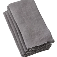 Fringed Pewter Fabric Napkin