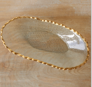 Seward Oval Platter with Jagged Gold Rim