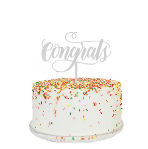 Congrats Cake Topper - Silver Mirror