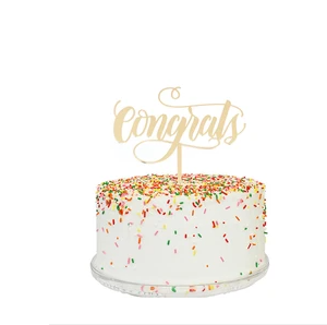 Congrats Cake Topper - Gold Mirror