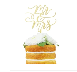 Mr & Mrs Cake Topper - Gold