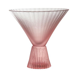 Pink Beveled Martini Glass