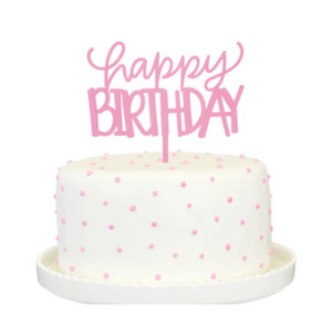 Happy Birthday Cake Topper - Pink