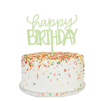 Happy Birthday Cake Topper - Green