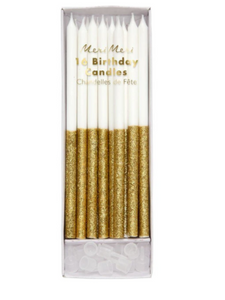 Gold Glitter Dipped Candles