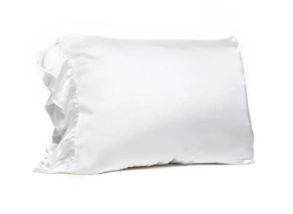 Silky Pillowcase with Ruffle - White