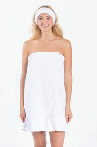 Spa Wrap with Ruffle - White