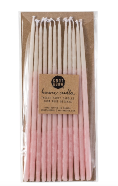 Tall Pink Ombre Beeswax Candles