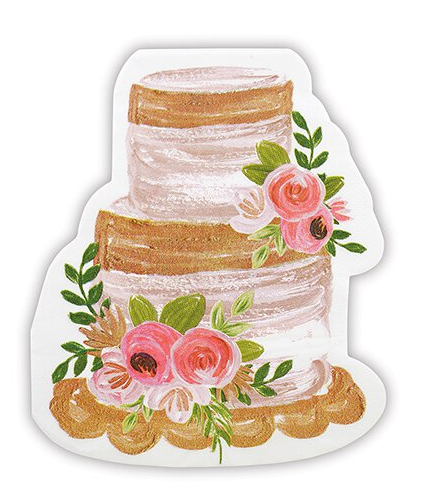 Floral Wedding Cake Diecut Napkins