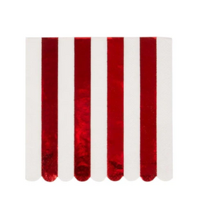 Shiny Red Stripe Beverage Napkins