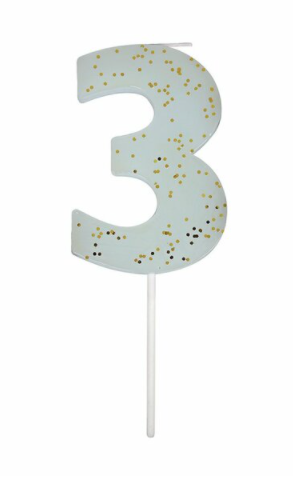 Blue Number 3 Candle