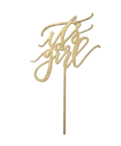 It's A Girl Cake Topper - Gold