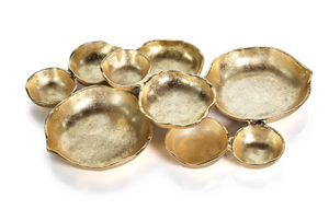 Cluster of 9 Serving Bowls - Gold