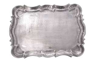 Cast Aluminum Baroque Tray - Rectangle/Nickel