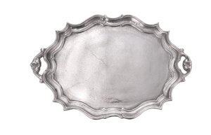 Cast Aluminum Baroque Tray - Oval/Nickel