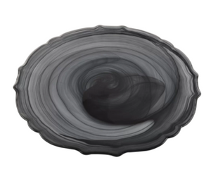 Swirl Glass Charger Plate - Alabaster Black