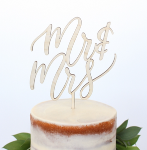 Mr & Mrs Wood Cake Topper