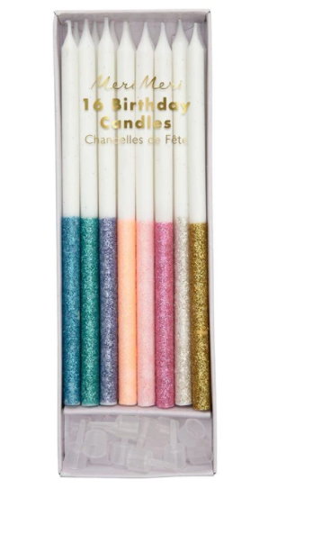 Multicolor Dipped Glitter Candles