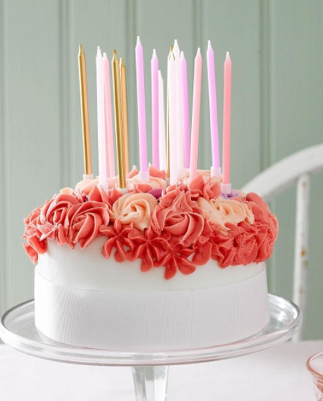 Rose Pink & Gold Birthday Candles