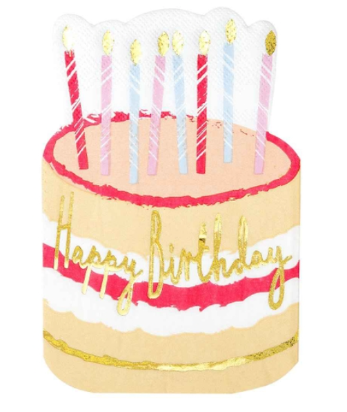 Cake Shaped Happy Birthday Diecut Napkins