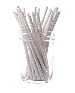 Paper Straws - Silver Chevron