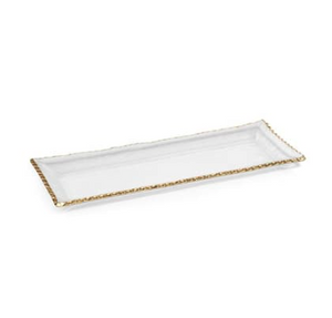 Rectangular Platter with Jagged Gold Rim - Large