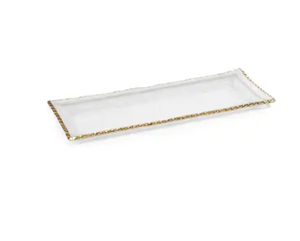 Rectangular Platter with Jagged Gold Rim - Medium