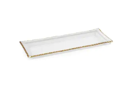 Rectangular Platter with Jagged Gold Rim - Medium