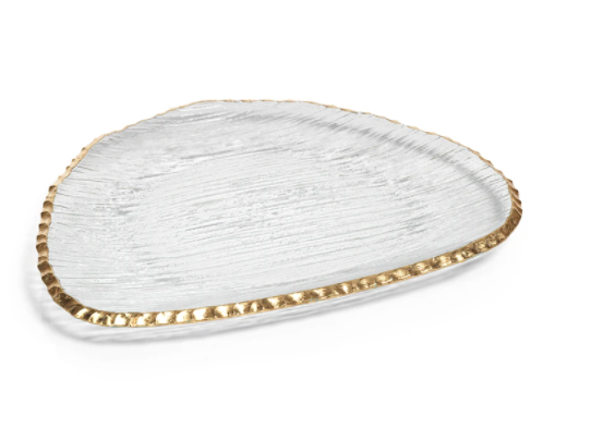 Organic Shape Plate with Jagged Gold Rim - Large