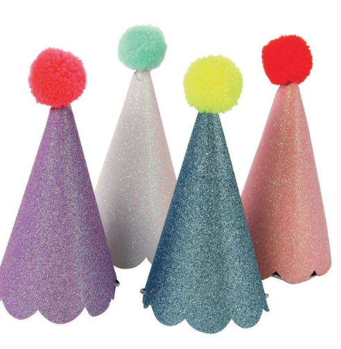 Glitter Pompom Party Hat