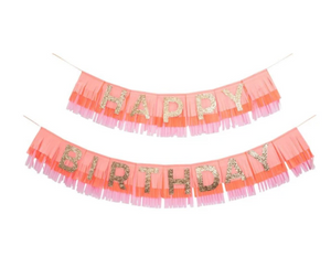 Pink Happy Birthday Fringe Garland